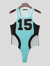 Men's Number Colorblock Print Side Cutout Bodysuit SKUL20997