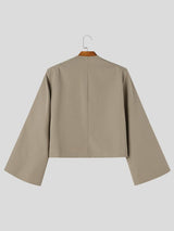Men's Avant-Garde Chic Evening Gala 3D Rose Flower Slit Cape Sleeve Collarless Blazer SKUL86007