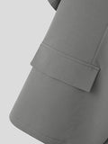 Mens Solid Collarless Short Sleeve Casual Blazer SKUK18752