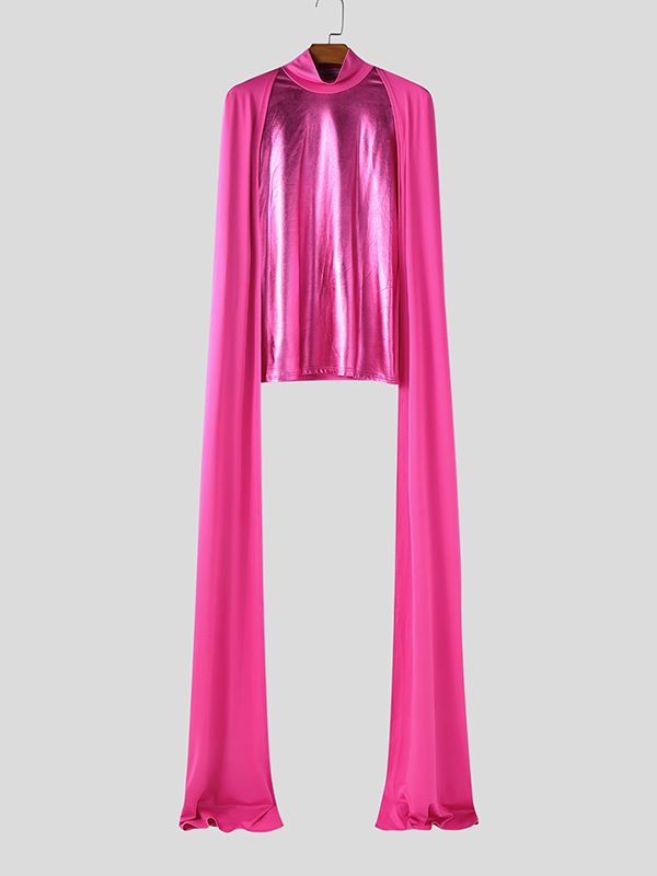 Men's Deconstructed Floor Length Hem Long Sleeve T-shirt SKUL48658