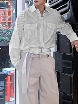 Men's Striped Tie Long Sleeve Shirt SKUL26217