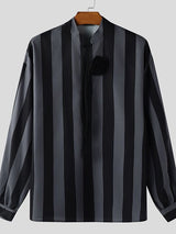 Men's 3D Floral Patchwork Striped Long Sleeve Shirt SKUL47790