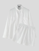 Mens Solid Color Vacation Style Two Pieces Outfit SKUL17029