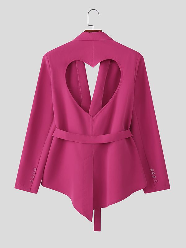 Men's Deconstructed Backless Heart Waist Cinched Blazer SKUL42270