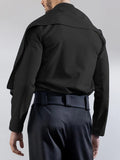 Mens Solid Stand Collar Long Sleeve Shirt SKUK50838