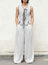 Men's Lace Up Patchwork Striped Two Pieces Outfit SKUL45397