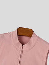 Men's High-Street Avant-Garde Stand Collar Zip-Up Tank SKUL79729