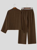 Men's Early Autumn Urban Casual Chest Pocket Two Pieces Outfit SKUL80460