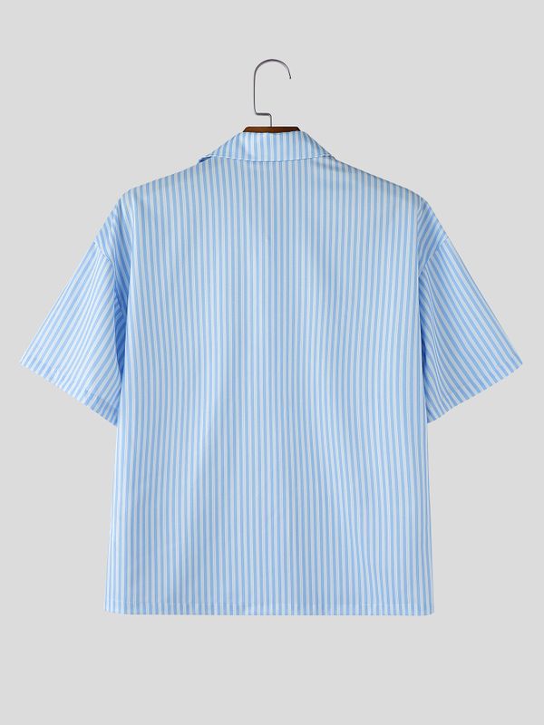 Men's High-Street Japanese Harajuku Vintage Braided Rope Print Short Sleeve Shirt SKUL69215