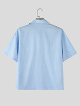 Men's High-Street Japanese Harajuku Vintage Braided Rope Print Short Sleeve Shirt SKUL69215