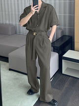 Men's Solid Color Casual Two Pieces Outfit SKUL30491