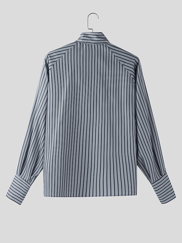 Men's Floral Twist Striped Long Sleeve Shirt SKUL47647