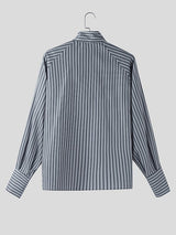 Men's Floral Twist Striped Long Sleeve Shirt SKUL47647