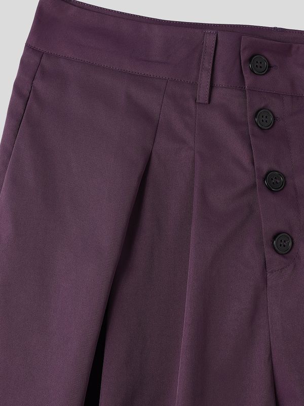 Men's Clean-Fit Minimalist Daily Commute Slanted Button Fly High-Waist Cropped Pant SKUL84631
