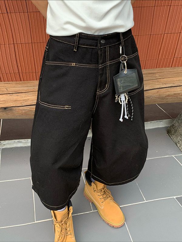 Men's Vintage Cityboy Harajuku Baggy Curved Stitching Pant SKUL67317