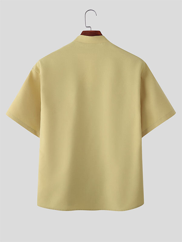 Mens Solid Color Casual Short Sleeve Shirt SKUL20165