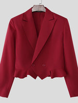 Men's Solid Color Casual Cropped Long Sleeve Blazer SKUL51874