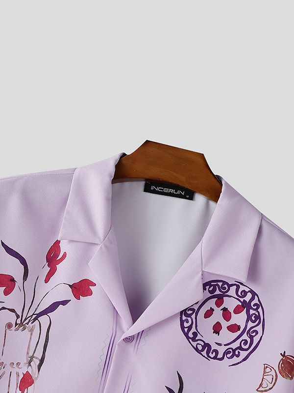 Men's Fun Floral Print Short Sleeve Shirt SKUL48634