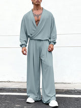 Men's Solid Color Casual Two Piece Outfit SKUL45114