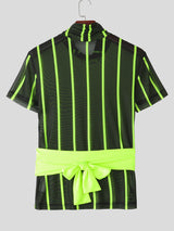 Men's Fluorescent Striped Sheer Short Sleeve T-Shirt SKUL18901