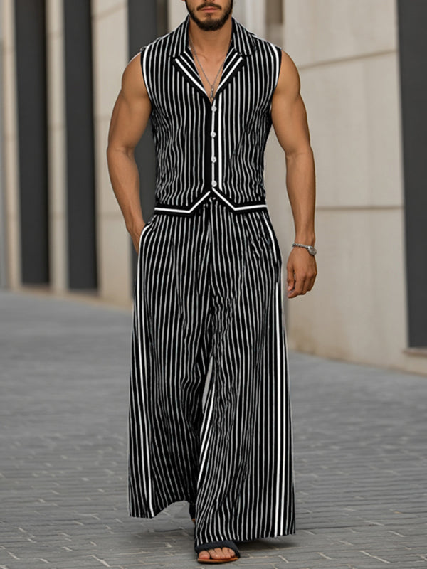 Men's Striped Colorblock Casual Two Pieces Outfit SKUL24745