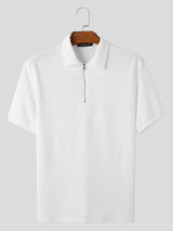 Mens Solid Color Half-Zip Short Sleeve Shirt SKUL02399