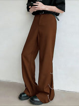 Men's Metal Chain Detail Loose Wide Leg Straight Long Pant SKUL53195