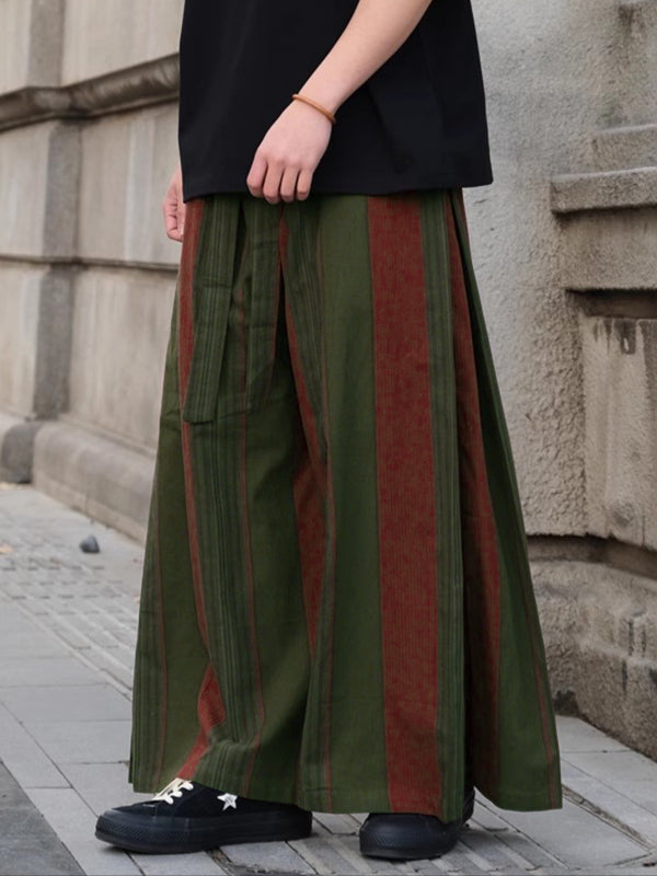 Mens Striped Wide-Leg Casual Pant SKUL16667