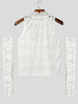 Men's Sheer Lace Cropped Tank SKUL22315