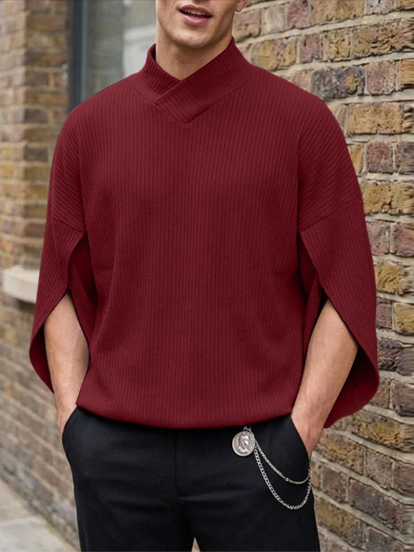 Men's Casual Knit Textured Ribbed 3/4 Length Sleeve T-shirt SKUL51725