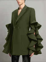 Men's Ruffled Patchwork Long Sleeve Blazer SKUL33086