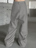 Mens Solid Metal Buckle Waist Casual Pants SKUK17990
