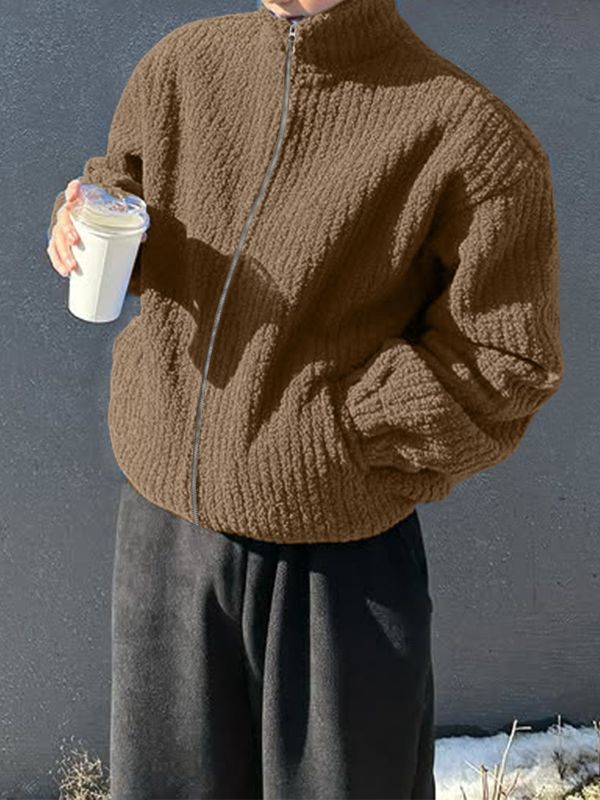 Men's Striped Texture Long Sleeve Cardigan SKUL25922