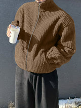 Men's Striped Texture Long Sleeve Cardigan SKUL25922