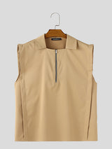 Mens Solid Color Half-Zip Tank SKUL07647