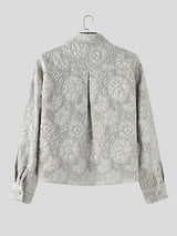 Men's Solid Color Jacquard Long Sleeve Shirt SKUL27288