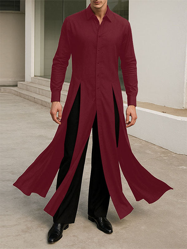 Men's Solid Multi-Panel Split Long Sleeve Shirt SKUL25820