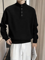 Men's Knit Texture High Neck Long Sleeve Sweater SKUL35120