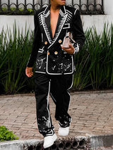 Men's Contrast Color Outline Two Pieces Outfit SKUL29589