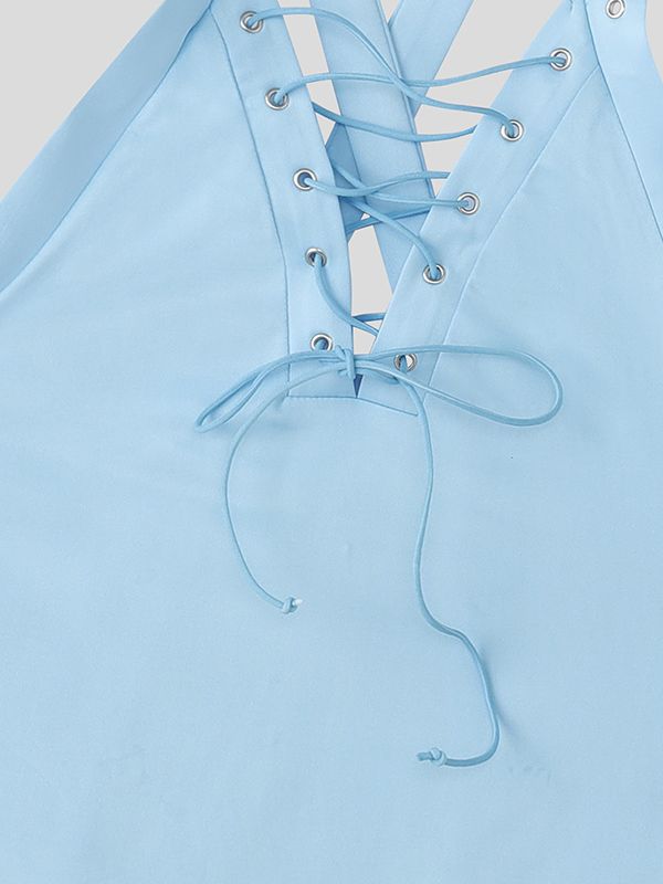 Men's Lace Up Eyelet Patchwork Tank SKUL42412