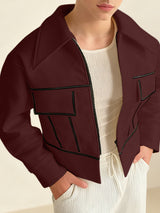 Men's Contrast Line Long Sleeve Jacket SKUL48869