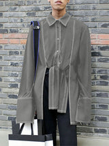 Men's Colorblock Piped Split Long Sleeve Shirt SKUL32778