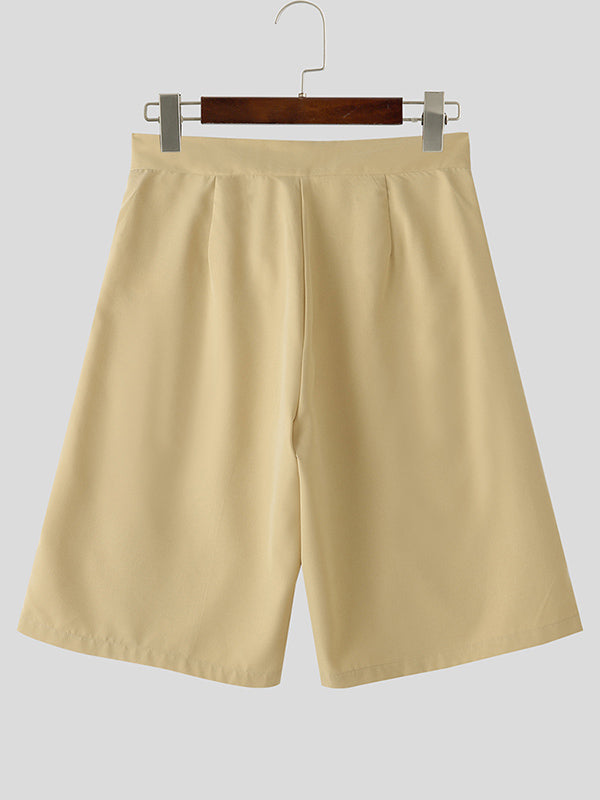 Mens Solid Color Layered Casual Short SKUL08487