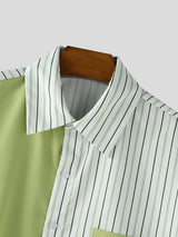 Men's Color Block Striped Short Sleeve Shirt SKUL22200