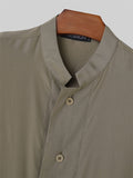Mens Solid Stand Collar Long Sleeve Shirt SKUK54521