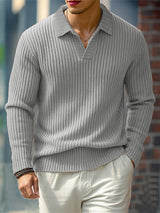 Men's Solid Color Textured Long Sleeve Sweater SKUL28545