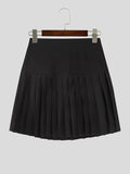 Mens Solid Pleated Zip Back Skirt SKUK15236