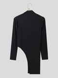 Mens Metal Button Long Sleeve Knit T-Shirt SKUK32389