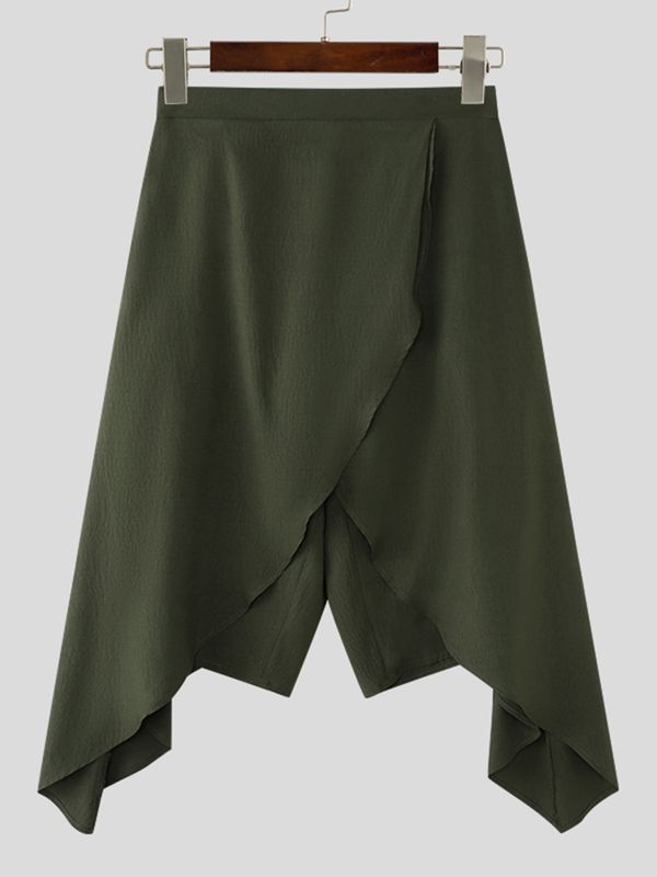 Men's Avant-Garde Asymmetric Layered Cross Wrap Harem Capri Pant SKUL54656