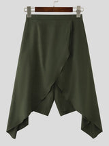 Men's Avant-Garde Asymmetric Layered Cross Wrap Harem Capri Pant SKUL54656